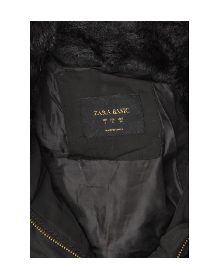Zara Veste matelassée pour femme UK 14 Large Noir