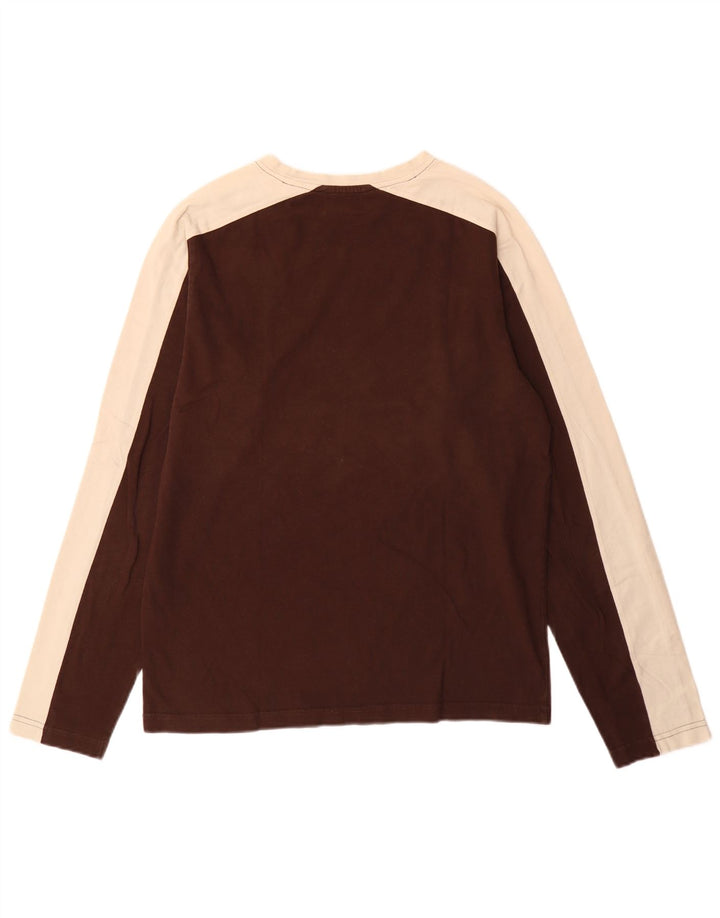 Kappa Haut à manches longues en coton colour block pour homme Marron moyen