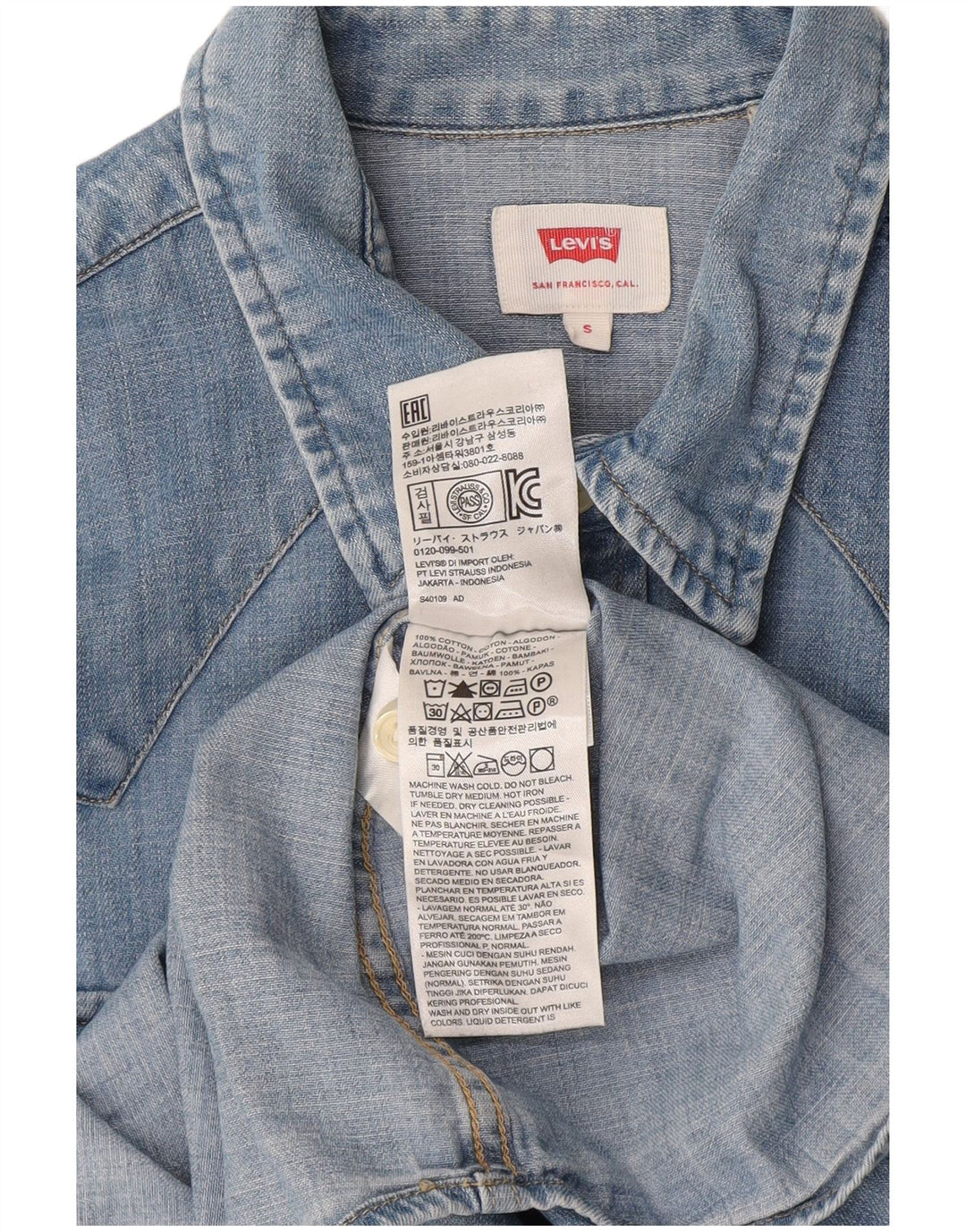 Levi's Chemise en Jean Small Homme Bleu Cotton Cowboy