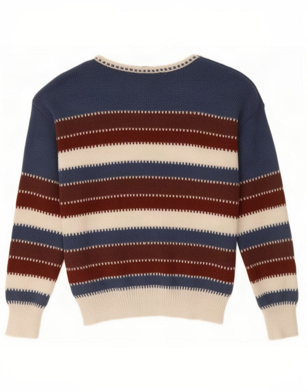 vintage Womens Boat Neck Jumper Sweater UK 14 Moyen Multicolore Rayé