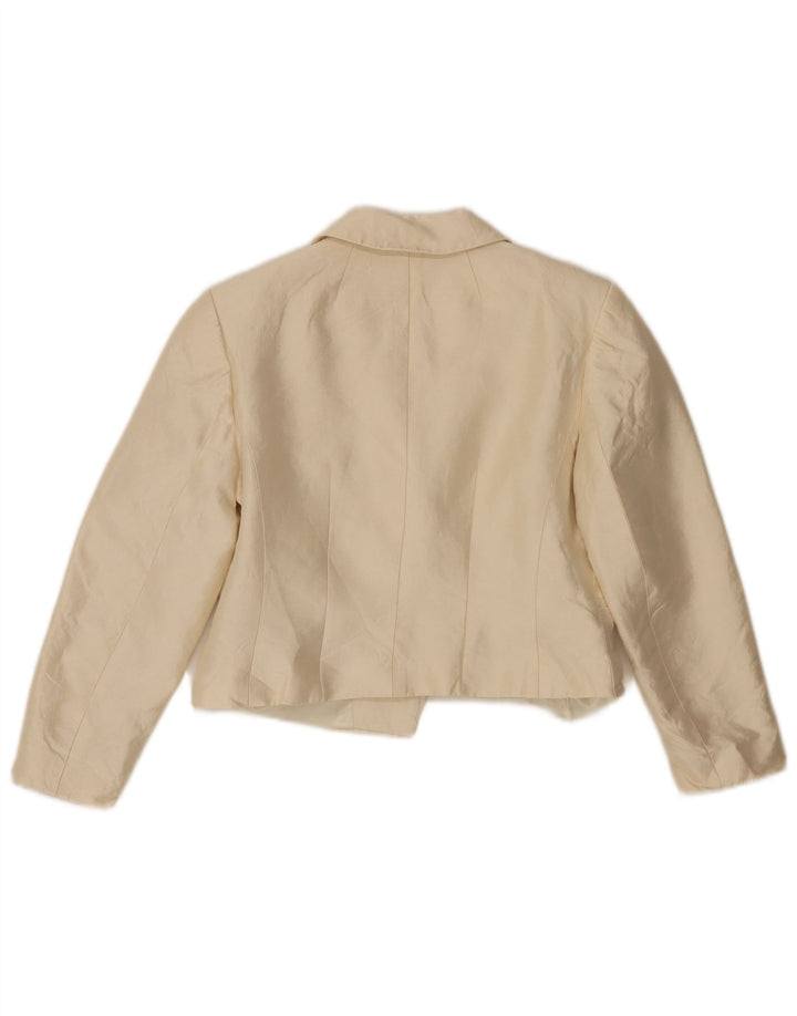Hobbs Veste blazer courte à 2 boutons pour femme UK 10 Petite laine blanc cassé