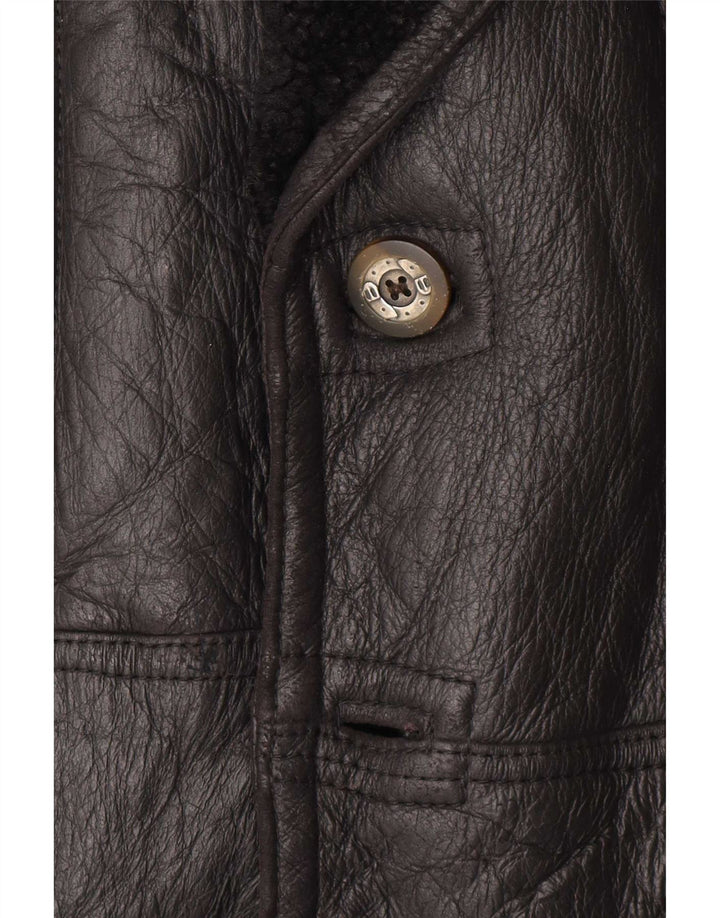 veste en peau de mouton vintage pour hommes IT 48 Noir moyen