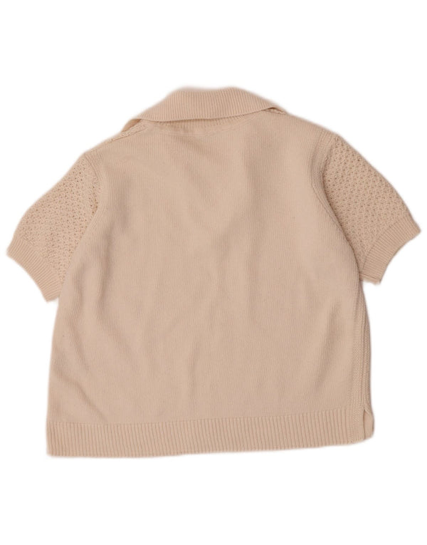 Marks & Spencer Pull court à col polo pour femme UK 14 Medium Off White