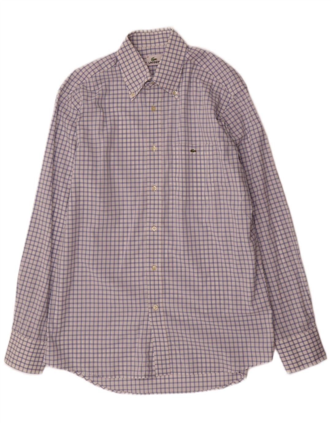 Lacoste Chemise Homme Taille 41 Grand Coton à Carreaux Bleu