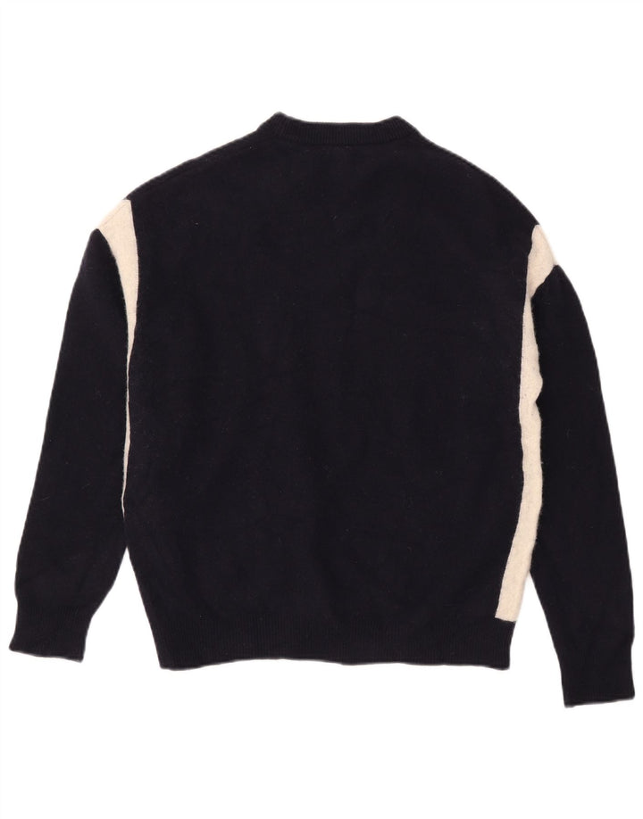 Reiss Pull Col Rond Homme Bleu Marine Moyen Laine Colorblock