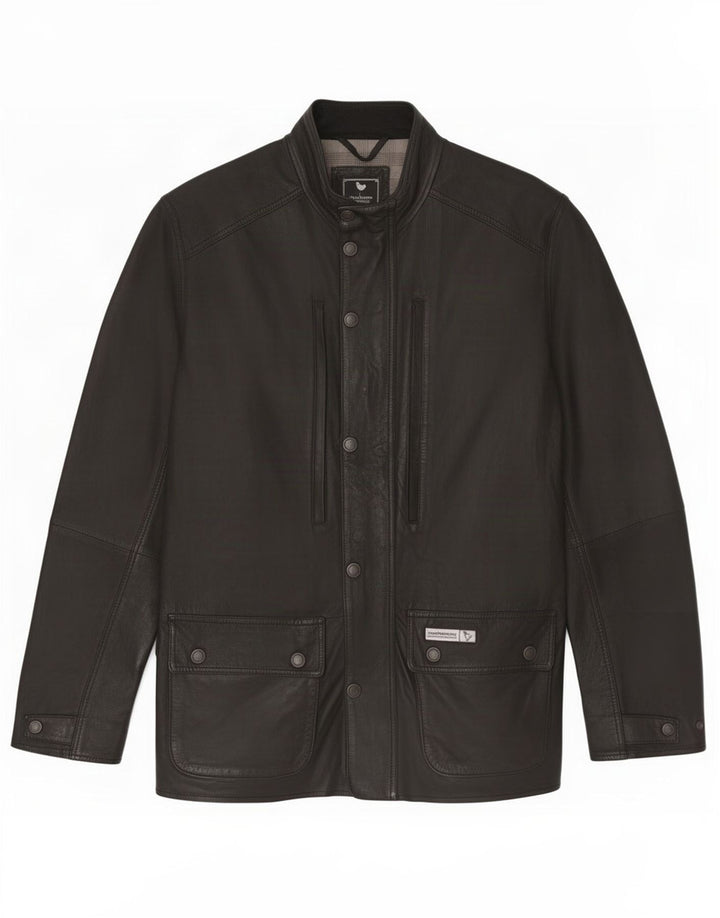 John Partridge Veste en cuir pour homme UK 38 Medium Noir