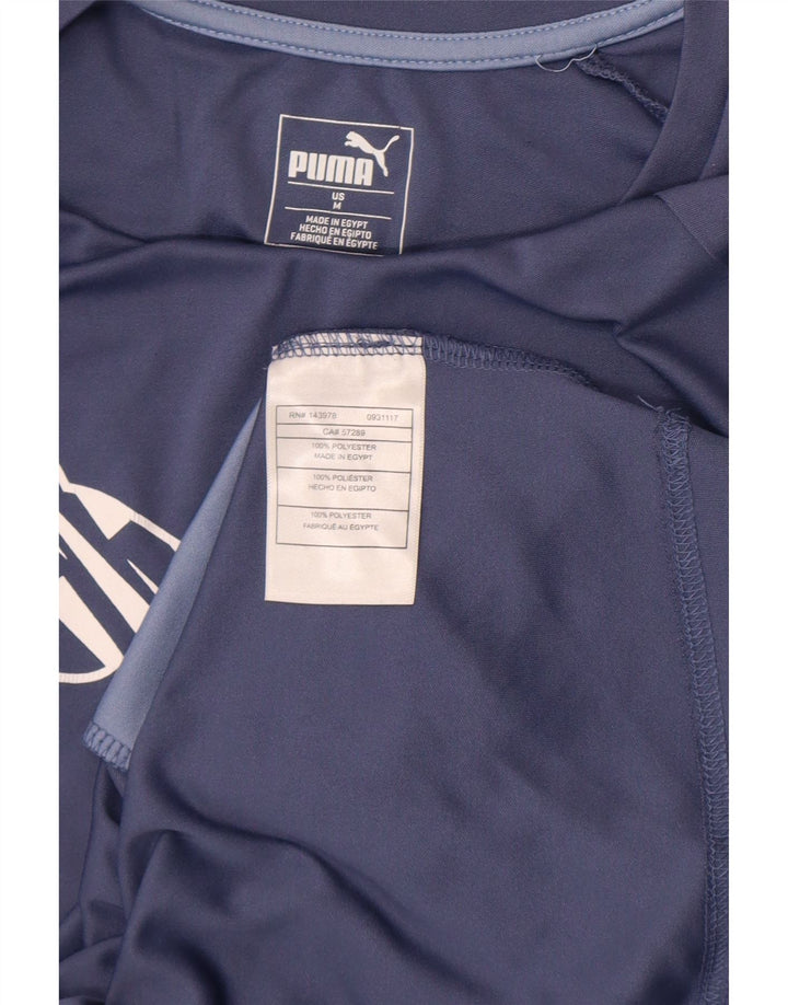 Puma T-shirt graphique pour femme UK 12 Bleu moyen Polyester color block