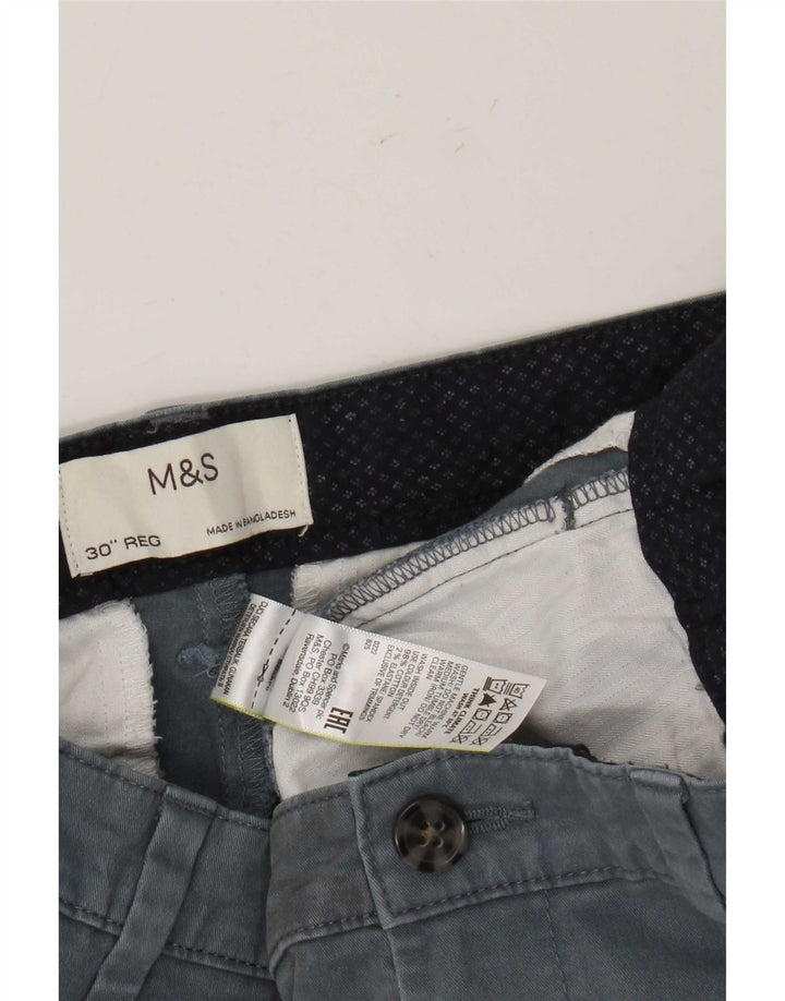Marks & Spencer Short Chino Homme W30 Bleu Moyen Coton