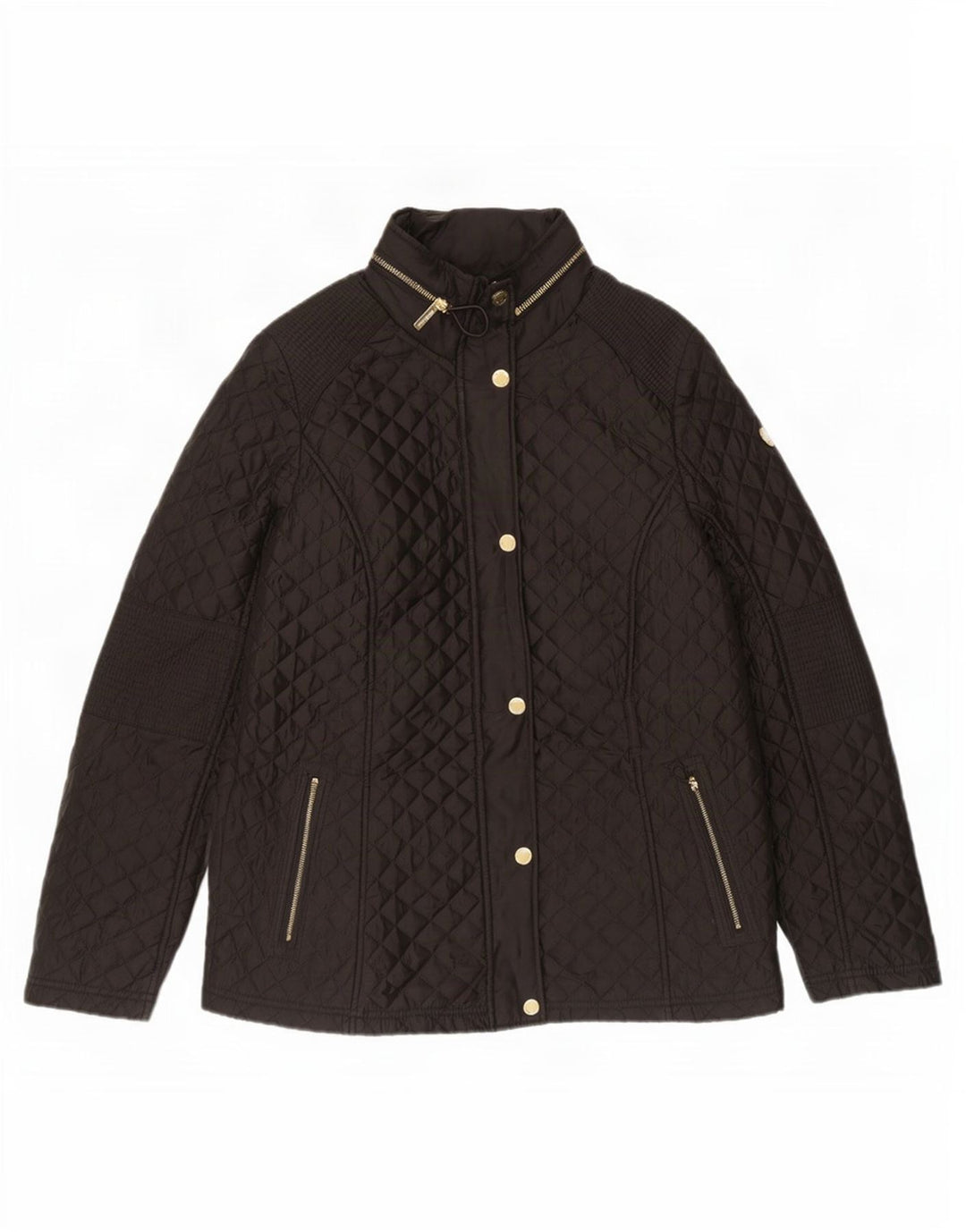 Michael Kors Veste matelassée à capuche pour femme UK 16 Large Noir Polyester