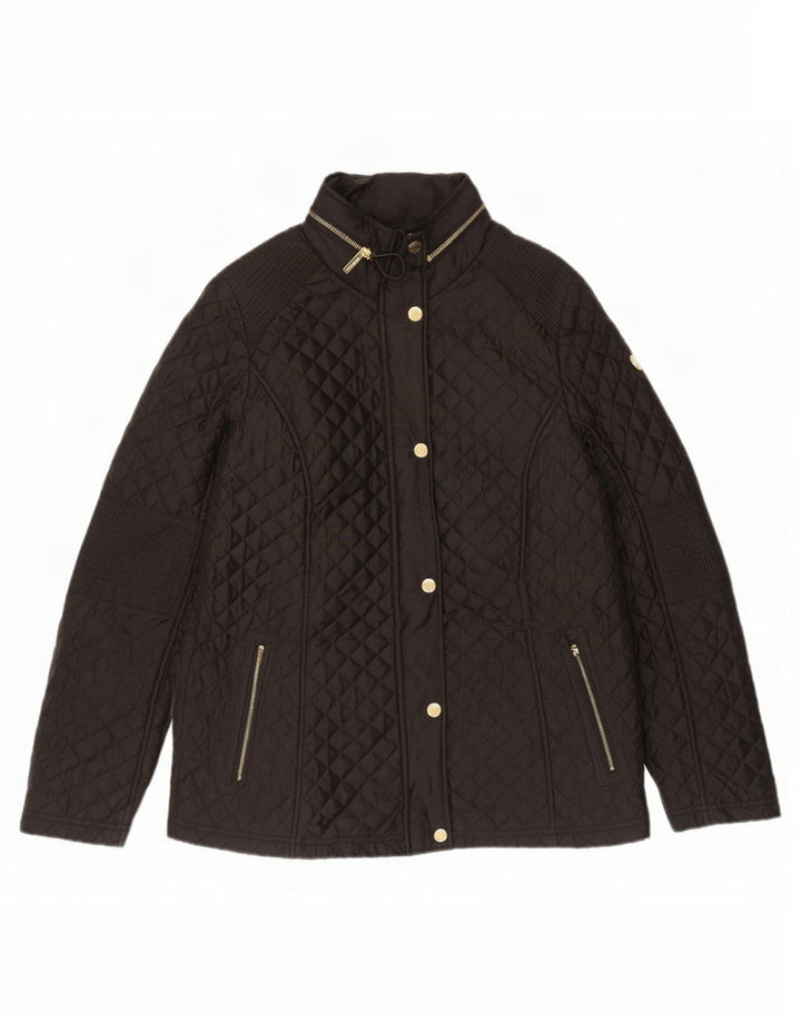 Michael Kors Veste matelassée à capuche pour femme UK 16 Large Noir Polyester