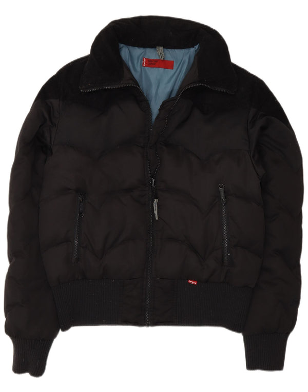 Levi's Veste Bomber Rembourrée Femme UK 16 Large Noir Polyester