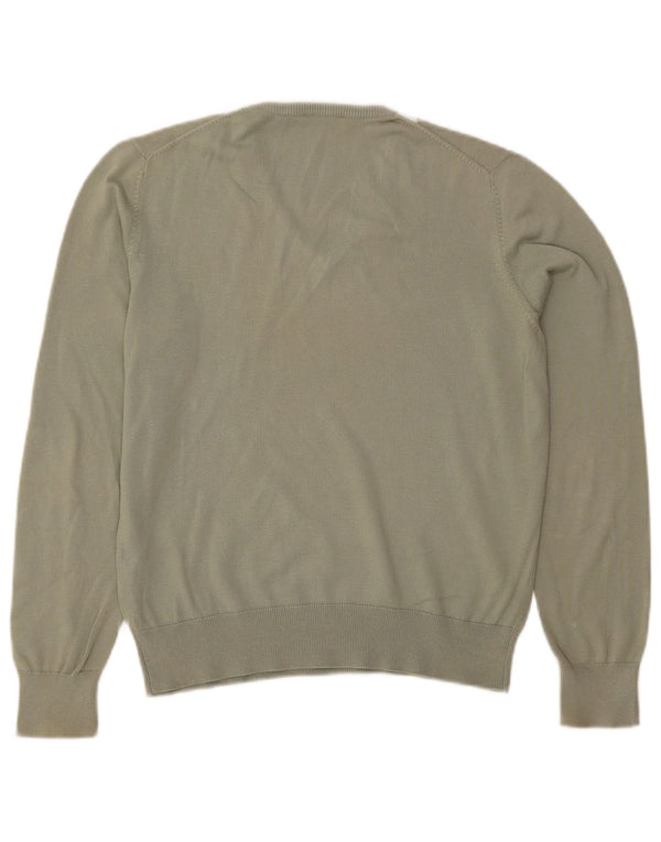 PRINGLE Womens V-Neck Jumper Sweater UK 14 Medium Khaki Argyle/Diamond