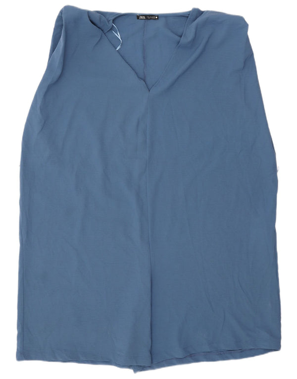 Zara Combishort sans manches pour femme UK 16 Large Bleu Polyester