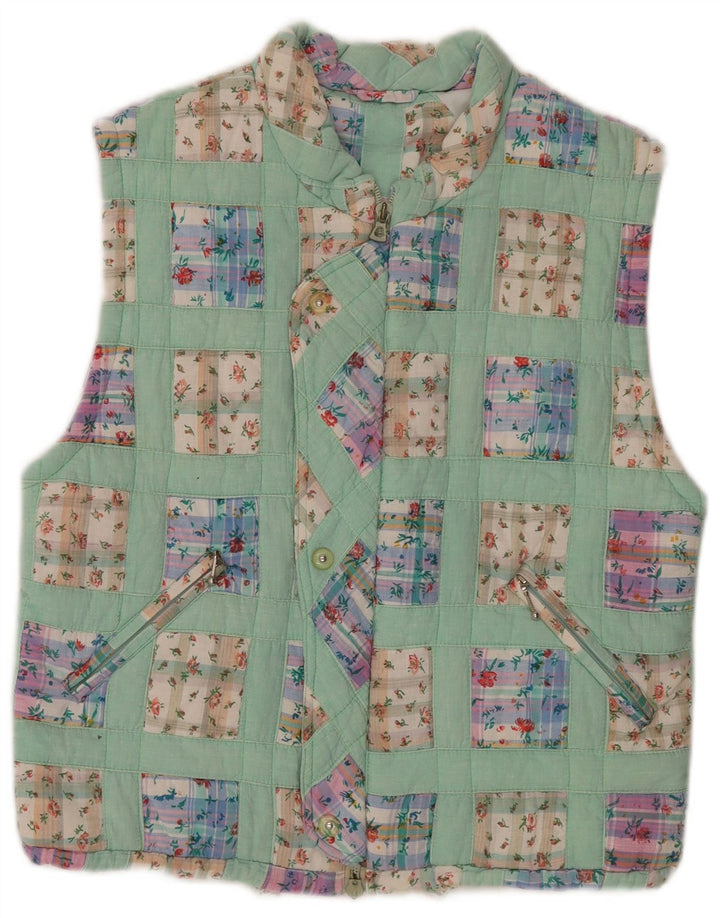 Trissi Femme Gilet IT 40 Vert Moyen Patchwork Coton