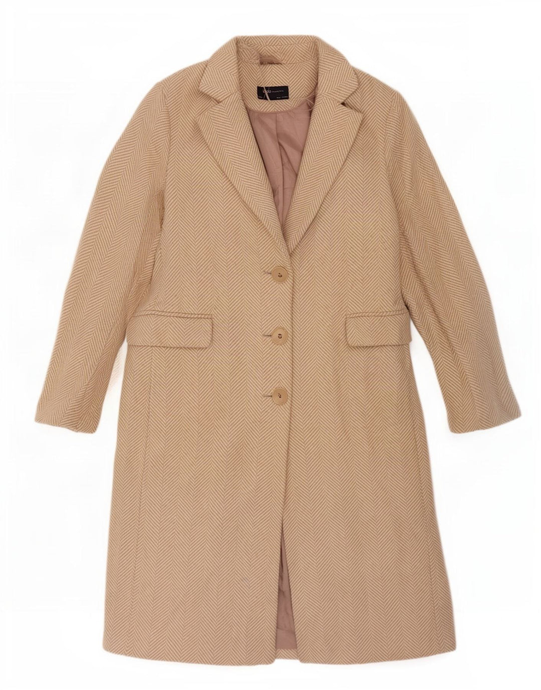 Marks & Spencer Manteau pour femme UK 12 Polyester à chevrons beige moyen