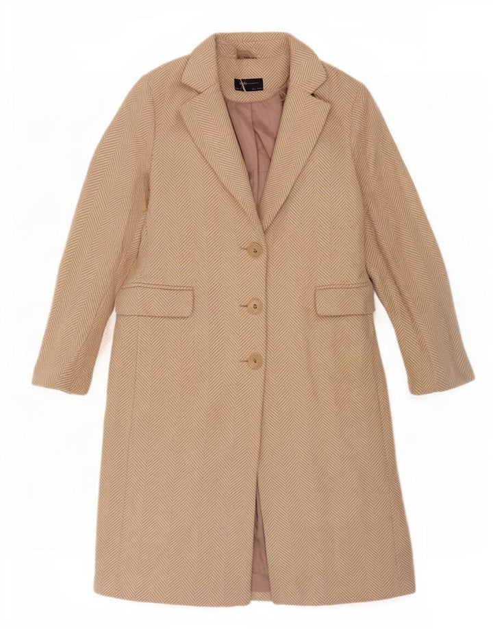 Marks & Spencer Manteau pour femme UK 12 Polyester à chevrons beige moyen