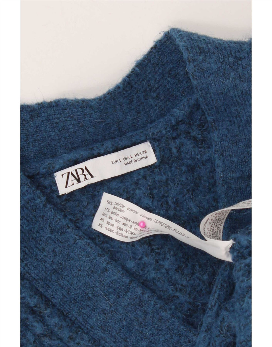 Zara Womens Crop Oversize Cardigan Pull UK 16 Grand Bleu Polyester