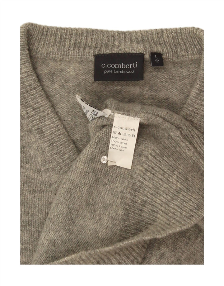 C.Comberti Pull Col V Homme IT 52 Large Gris Laine