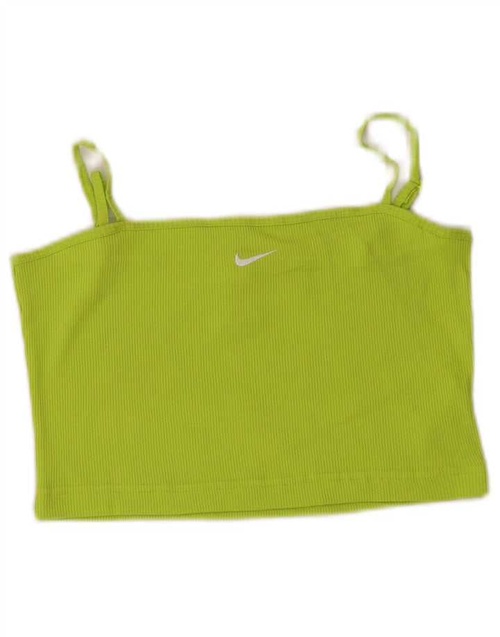 Nike Womens Crop Cami Top UK 8 Petit Vert Coton