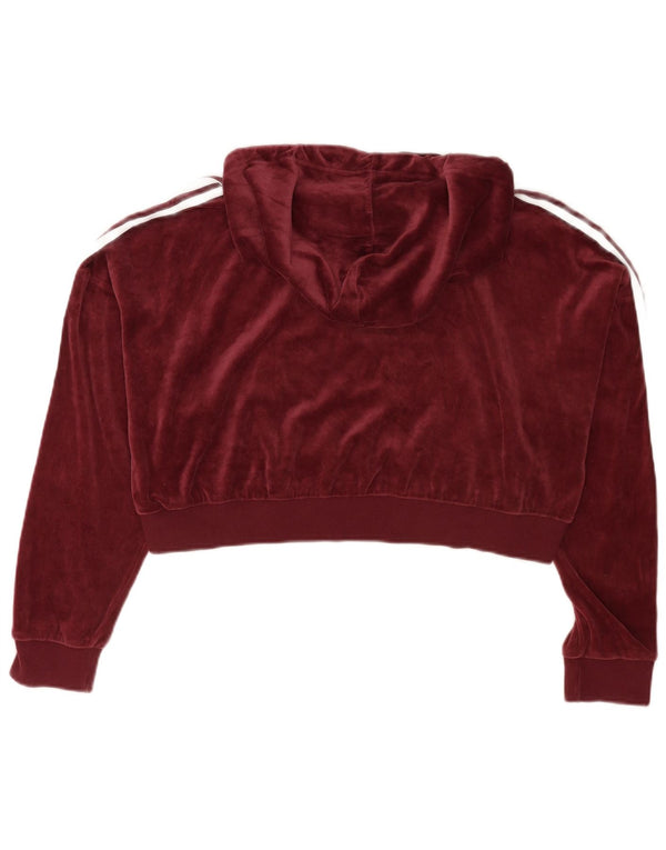 Adidas Pull à capuche surdimensionné en velours pour femme UK 16 Large Bordeaux