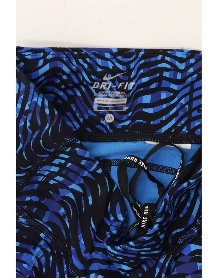 Nike Legging Dri Fit à motif abstrait pour femme UK 12 Chevron bleu moyen