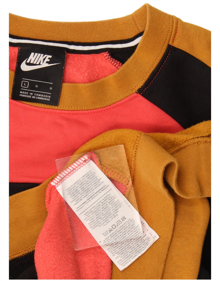 Nike Sweat-shirt graphique pour homme en coton multicolore color block Taille L