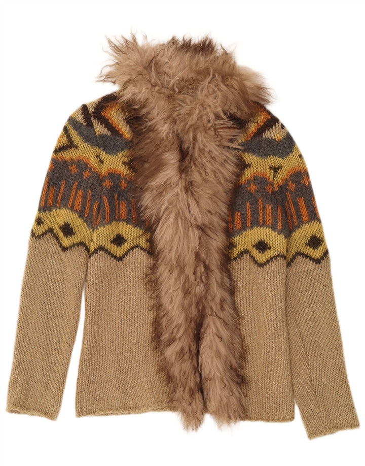 Penny Black Pull Cardigan Ouvert pour Femme UK 12 Beige Moyen Géométrique