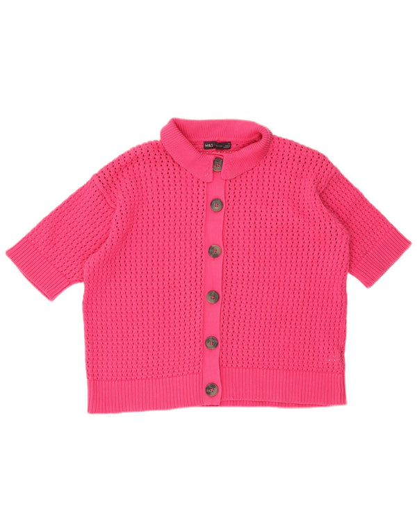 MARKS & SPENCER Pull cardigan à manches courtes pour femme UK 14 Large Rose
