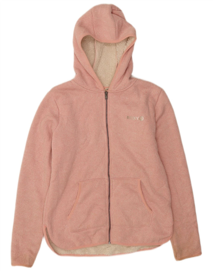 Roxy Pull à capuche zippé Sherpa pour femme UK 16 Large Rose Polyester
