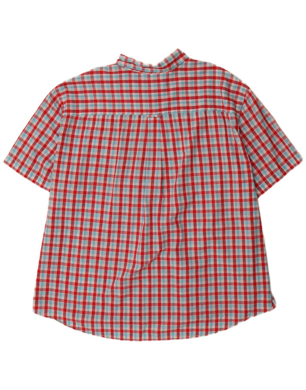 Chaps Chemise à manches courtes pour homme Coupe régulière 4XL Rouge Vichy Coton