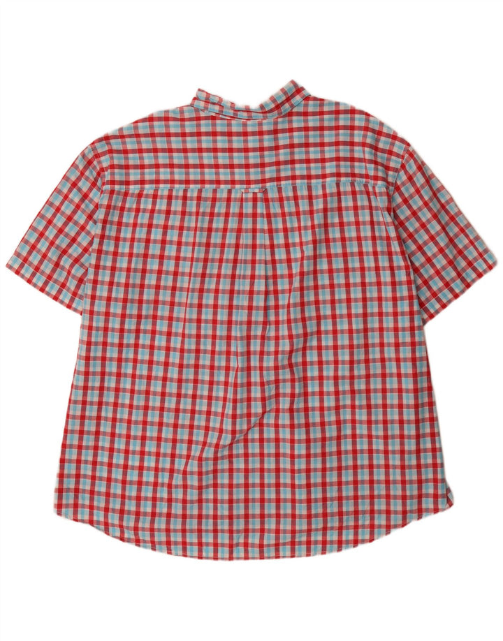 Chaps Chemise à manches courtes pour homme Coupe régulière 4XL Rouge Vichy Coton