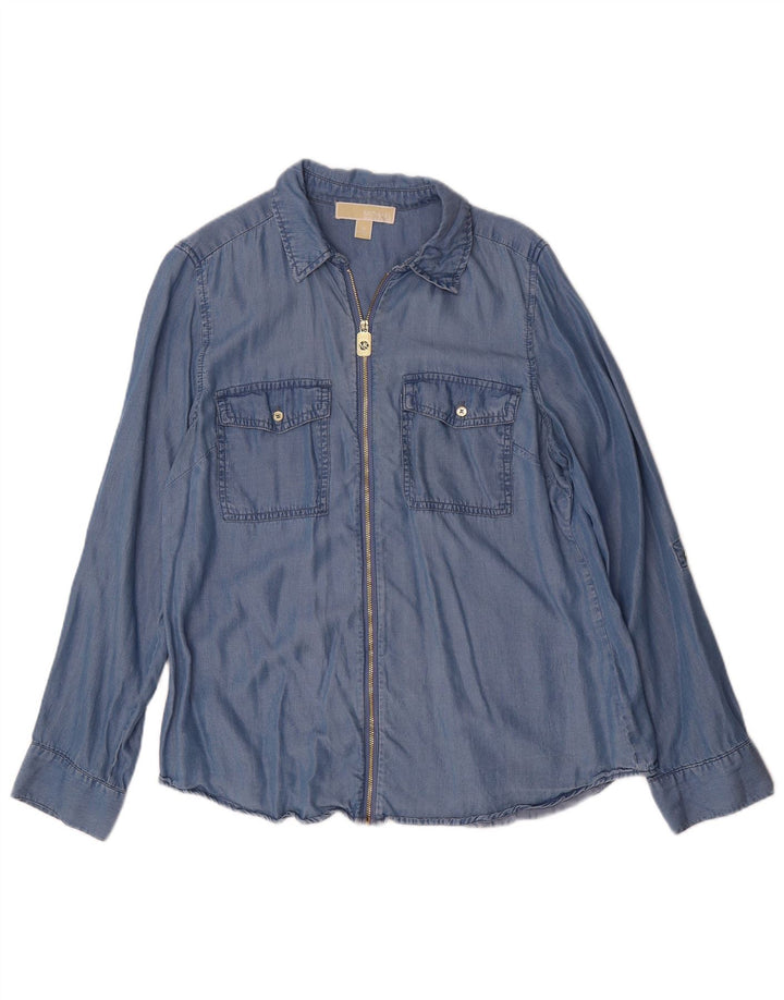 Michael Kors Chemise en jean pour femme UK 14 Bleu moyen Lyocell