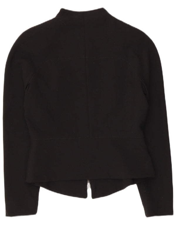 VINTAGE Veste Blazer Femme UK 10 Petit Polyester Noir
