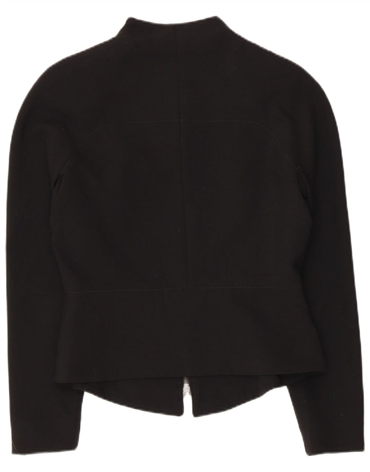 VINTAGE Veste Blazer Femme UK 10 Petit Polyester Noir
