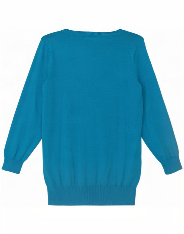 Zara Womens Cardigan à manches 3/4 Pull UK 14 Large Bleu Coton