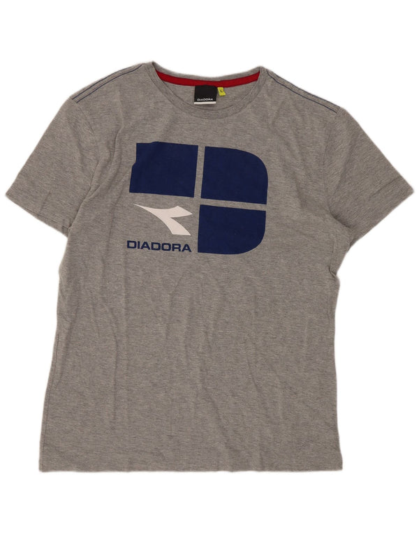 Diadora T-Shirt Graphique Haut Large Gris Coton Homme