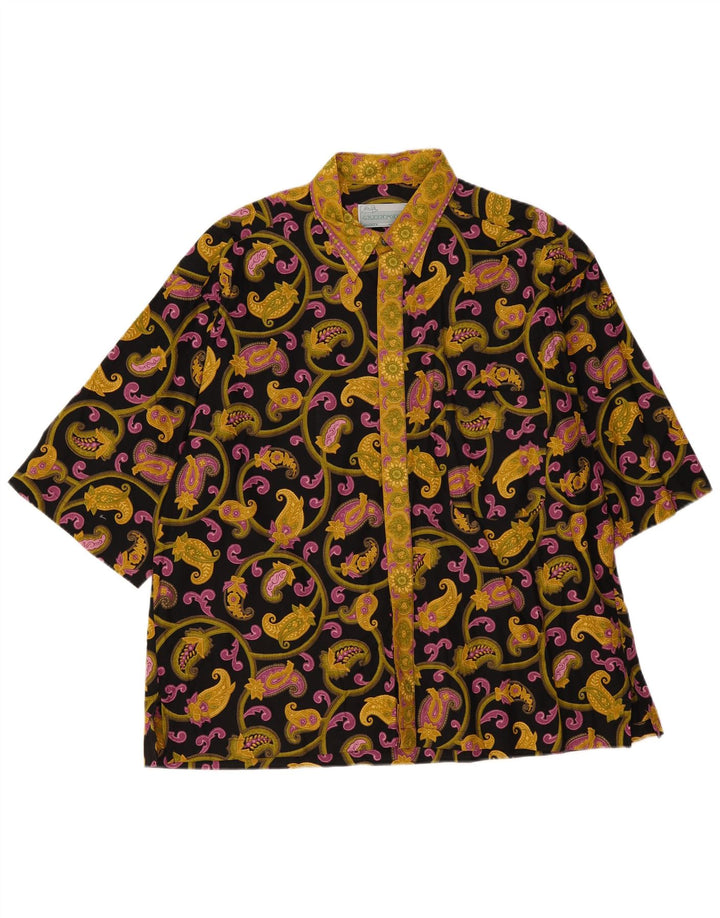 vintage Chemise à manches courtes pour hommes XL Noir Paisley