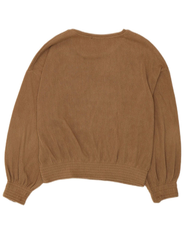 Zara Chemisier à manches longues pour femme UK 14 Polyester beige moyen