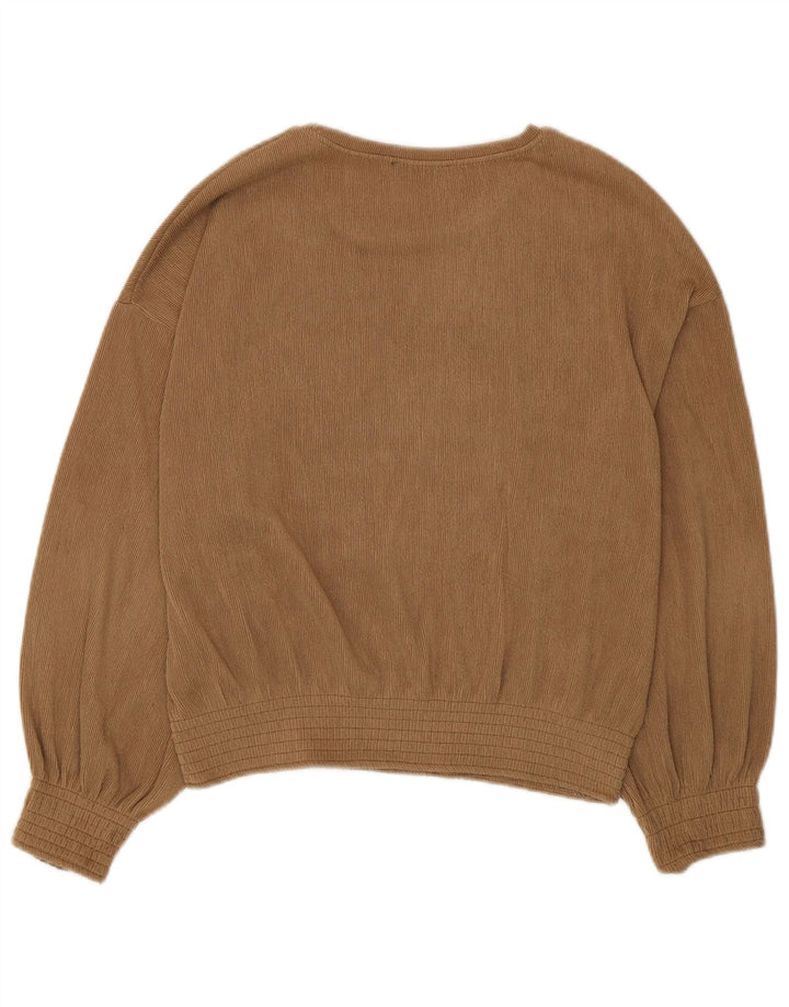 Zara Chemisier à manches longues pour femme UK 14 Polyester beige moyen
