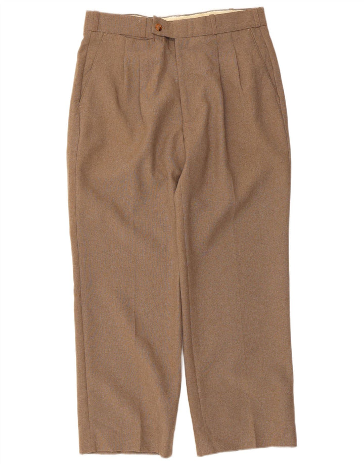 Farah Pantalon de Costume Droit Femme W32 L26 Beige Polyester