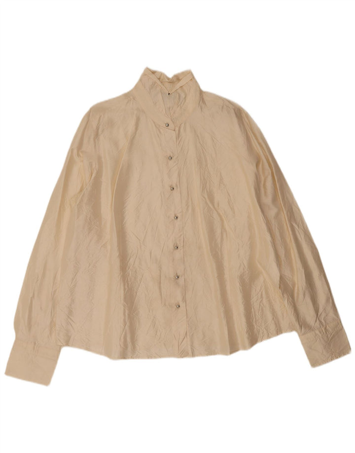 Marina Rinaldi Chemisier surdimensionné pour femme Taille 27 Grande soie beige