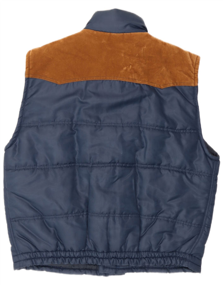 vintage Mens Rembourré Gilet UK 38 Moyen Bleu Marine Polyester
