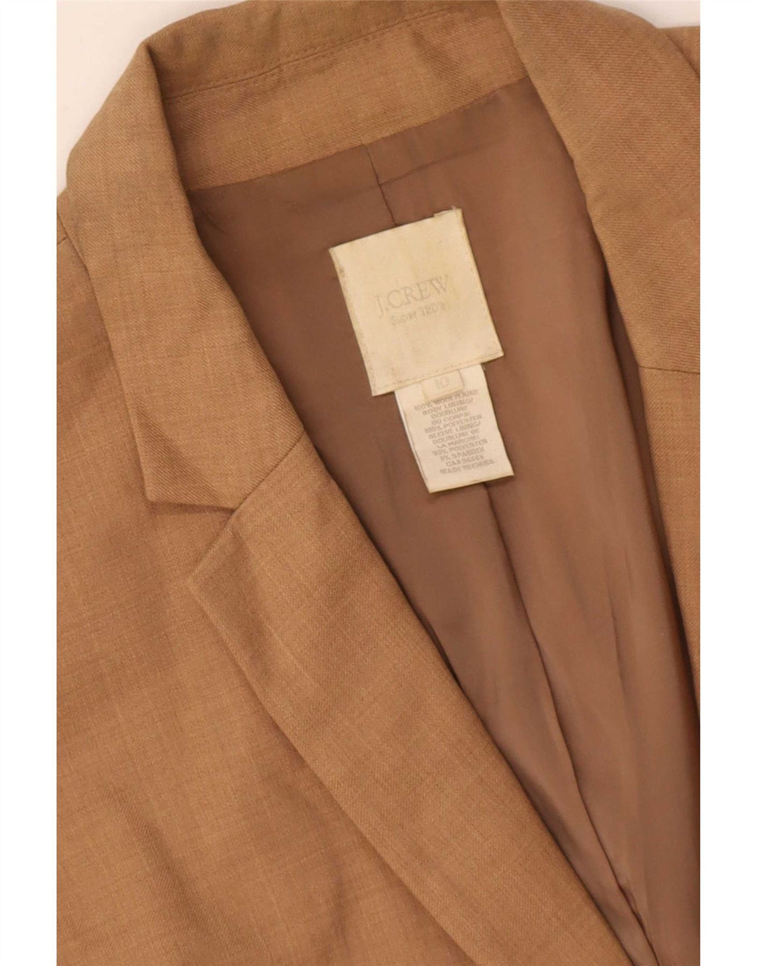 J. Crew Veste blazer à 2 boutons pour femme US 10 Grande laine marron