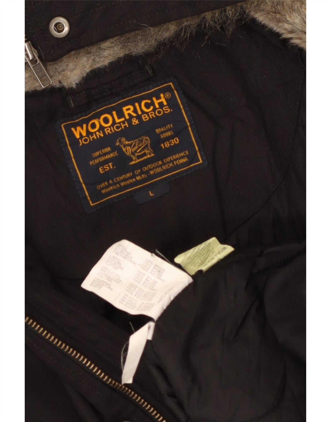 Woolrich Veste Bomber à Capuche Homme UK 40 Large Noir Nylon