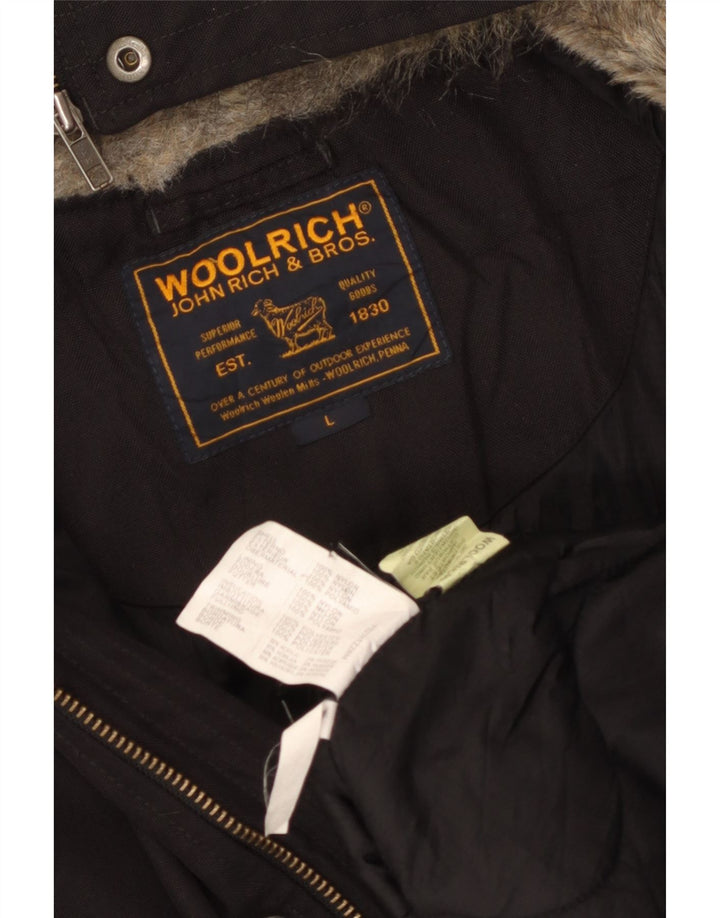 Woolrich Veste Bomber à Capuche Homme UK 40 Large Noir Nylon