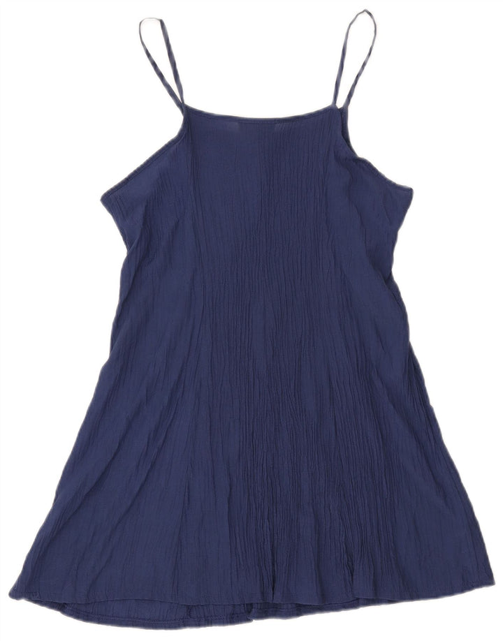 VINTAGE Robe Slip Femme UK 14 Grande Viscose Bleu Marine
