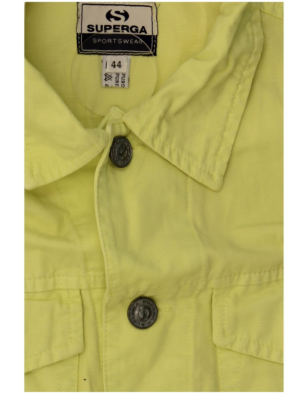 Superga Femme Crop Denim Gilet IT 44 Coton Jaune Moyen