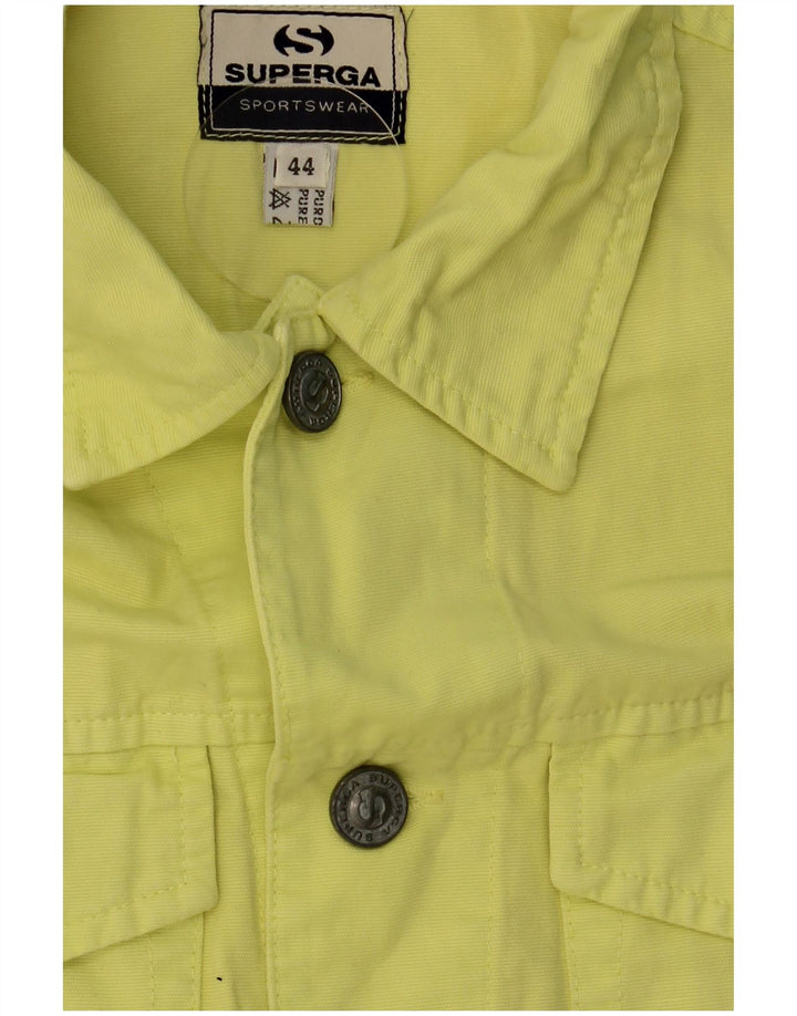 Superga Femme Crop Denim Gilet IT 44 Coton Jaune Moyen