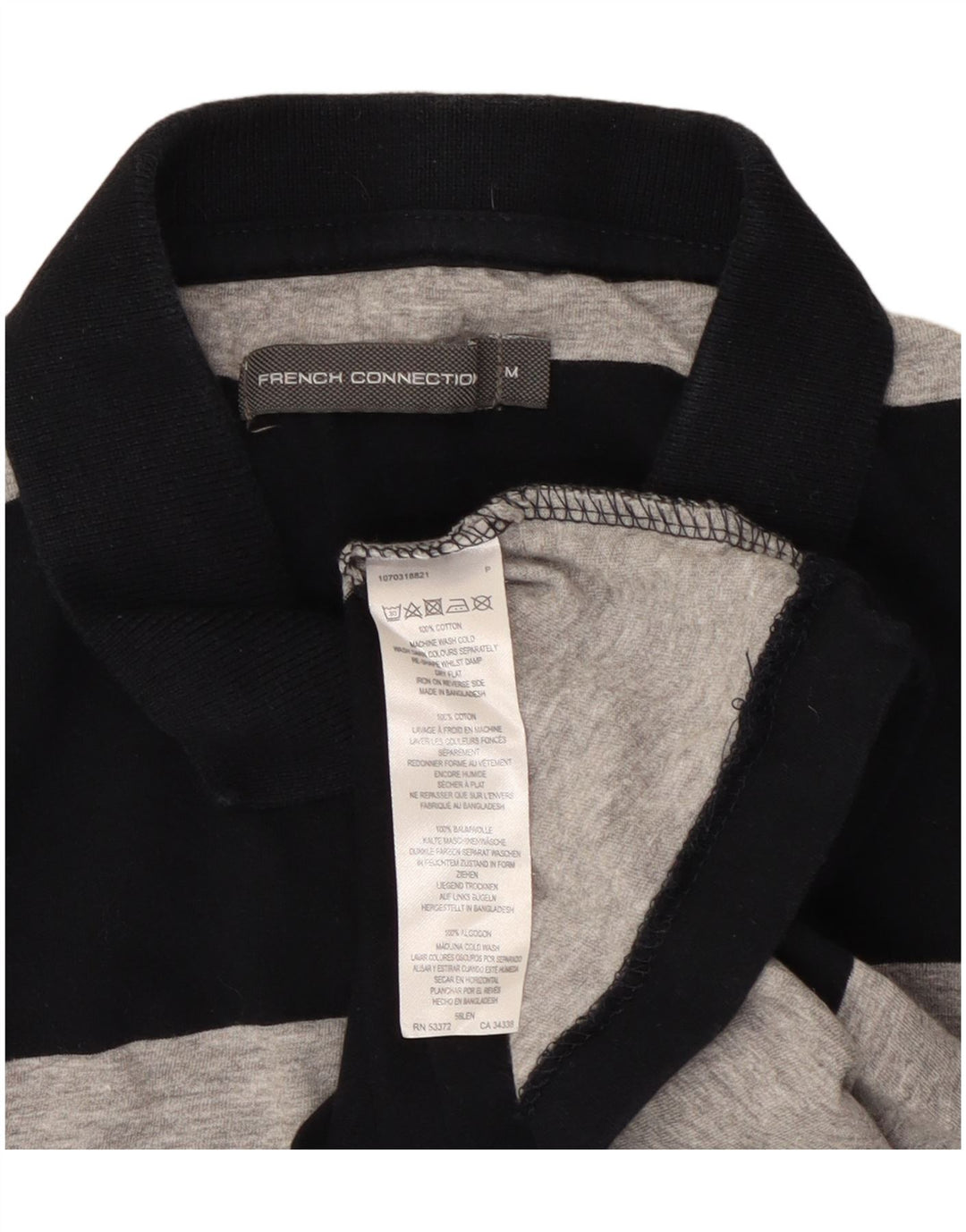French Connection Polo Homme Gris Moyen Rayé Coton