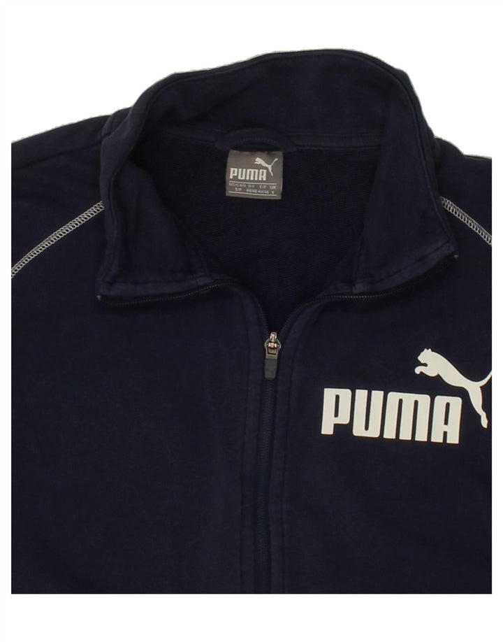 PUMA Mens Graphic Tracksuit Top Jacket Small Navy Blue Cotton Vintage Puma and Second-Hand Puma from Messina Hembry 